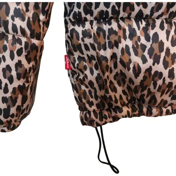 Levi's Jeans Leopard Print Puffer Jacket Size Large - Picture 4 of 12